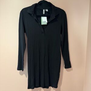 H&M Black Collared Mini Dress